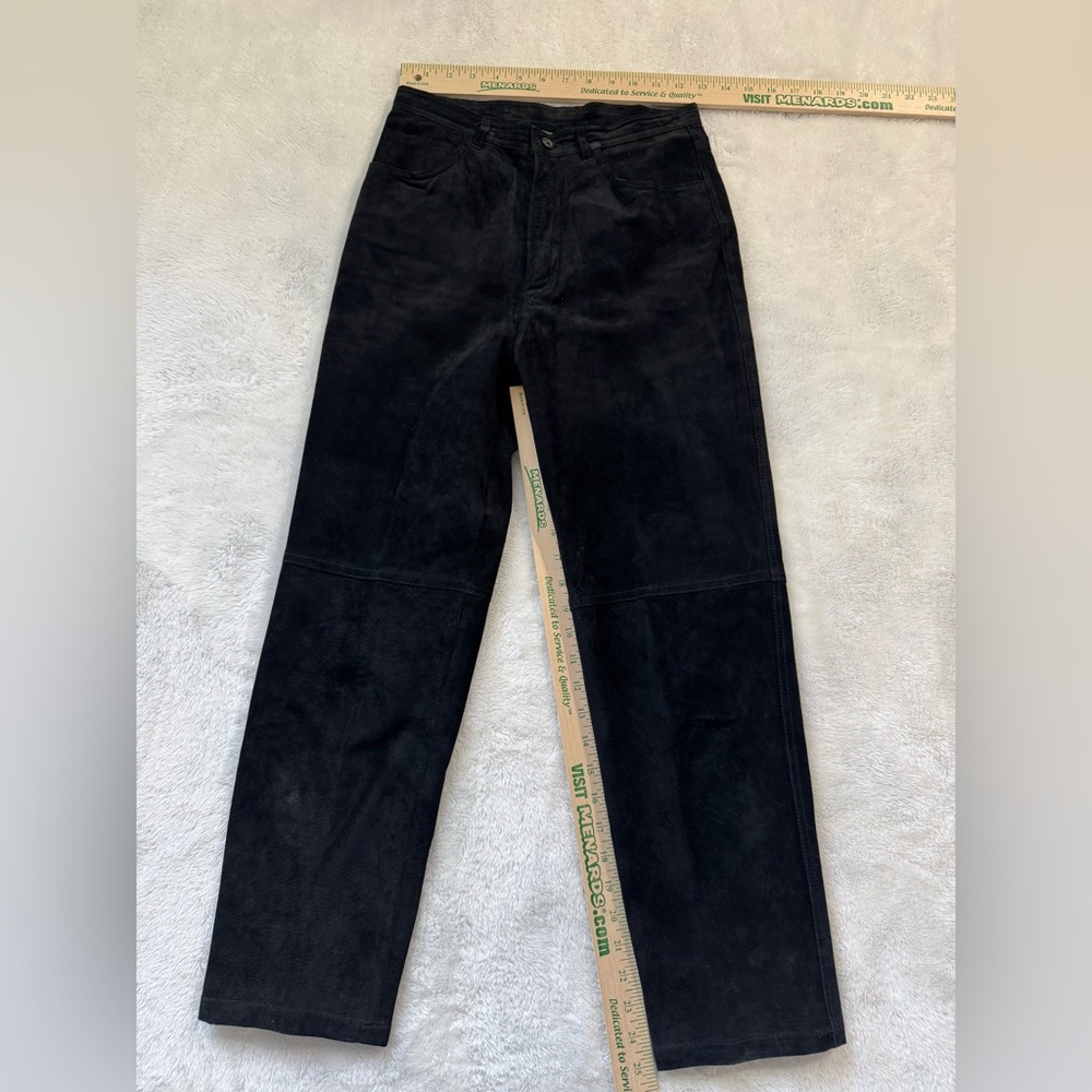 Ralph Lauren 100% Leather Pants Straight Vintage 90s Size 6P Polyester Lined